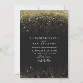 Elegant Black Gold Glitter Sparkle Modern Wedding Kaart (Voorkant)
