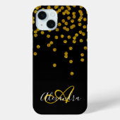 Elegant Black Gold Glitter Sparkles Monogram Case-Mate iPhone Case (Achterkant)