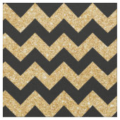 Elegant Black Gold Glitter Zigzag Chevron Pattern Stof (Close Up)