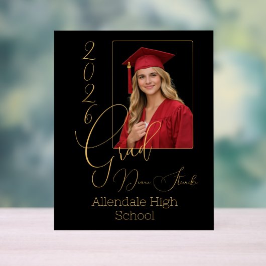 Elegant Black & Gold Graduation Acryl Bord (Neutraal)