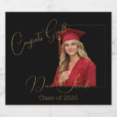 Elegant Black & Gold Graduation Bier Etiket (Enkel label)