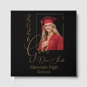 Elegant Black & Gold Graduation Gastenboek (Voorkant)