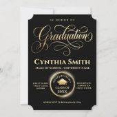 Elegant Black & Gold Graduation  Kaart (Voorkant)