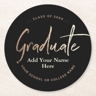 Elegant Black Gold Graduation Party Ronde Kartonnen Onderzetter