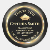 Elegant Black & Gold Graduation  Ronde Sticker (Voorkant)