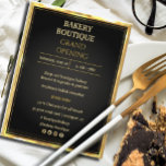 Elegant Black & Gold Grand Opening-uitnodiging Flyer<br><div class="desc">Grote openingsuitnodiging in een elegant zwart-goudontwerp voor je bedrijf,  misschien een winkel,  een restaurant of een schoonheidssalon. Voeg ook je eigen logo toe!</div>