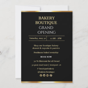 Elegant Black & Gold Grand Opening-uitnodiging Kaart