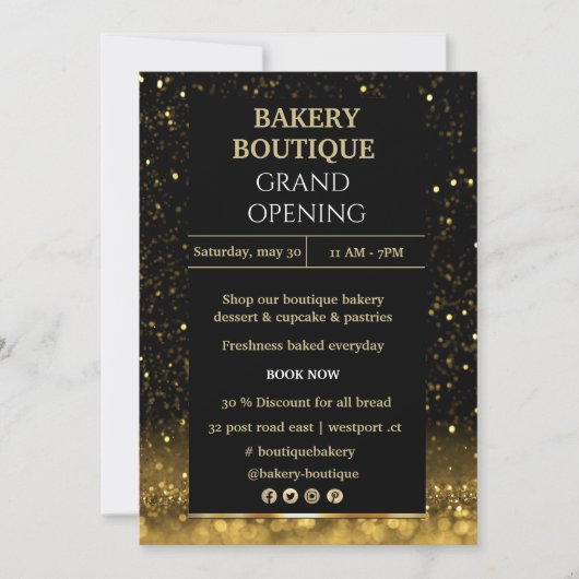 Elegant Black & Gold Grand Opening-uitnodiging Kaart (Voorkant)