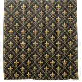 Elegant black gold gray tiled pattern douchegordijn (Voorkant)