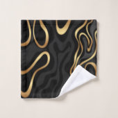 Elegant Black, Gold Grey Marble Effect Name Bad Handdoek (Wasdoekje)