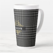 Elegant Black Gold Grey Pset Monogram Latte Mok (Rechterhoek)