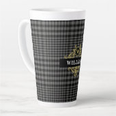 Elegant Black Gold Grey Pset Monogram Latte Mok (Linkerhoek)