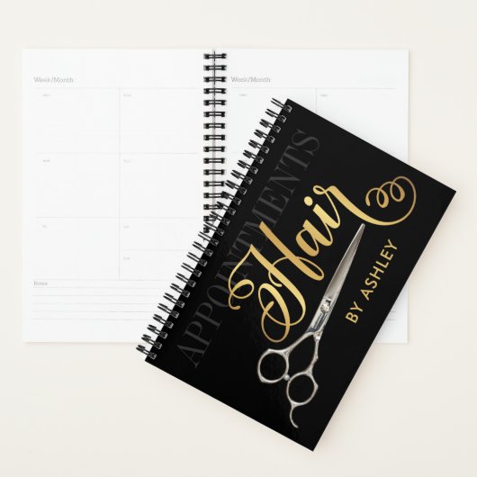 Elegant Black & Gold Hair Appointbook Planner (Display)