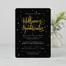 Elegant Black/Gold Halloween Spooktacular + sterre Folie Uitnodiging
