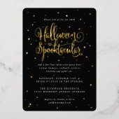 Elegant Black/Gold Halloween Spooktacular + sterre Folie Uitnodiging (Voorkant)