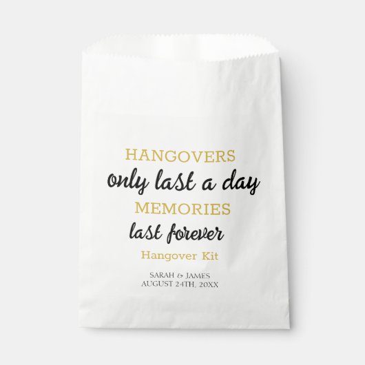 Elegant Black & Gold Hangover Wedding Typografie Bedankzakje (Voorkant)