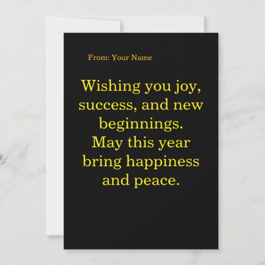 Elegant Black & Gold Happy New Year Greeting Card Kaart (Achterkant)