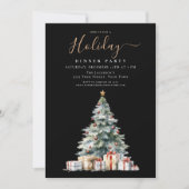 Elegant Black Gold Holiday Dinner Party Kaart (Voorkant)