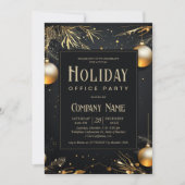 Elegant Black & Gold Holiday Kantoor Party Kaart (Voorkant)
