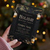 Elegant Black & Gold Holiday Kantoor Party Kaart