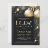 Elegant Black & Gold Holiday Kantoor Party Kaart (Voorkant)