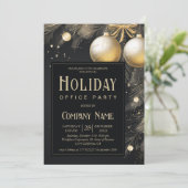 Elegant Black & Gold Holiday Kantoor Party Kaart (Staand voorkant)
