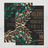 Elegant Black Gold Holly Berry Leaves Holiday Kaart (Voorkant / Achterkant)