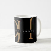 Elegant Black Gold Initialen Monogram Moderne Aang Koffiemok (Voorkant rechts)