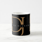 Elegant Black Gold Initialen Monogram Moderne Aang Koffiemok (Center)