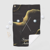 Elegant Black Gold Ink Alcohol Gift Fab Golfhanddoek (Insitu)