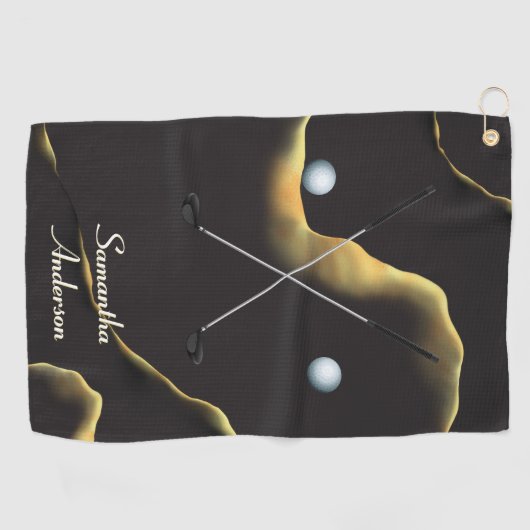 Elegant Black Gold Ink Alcohol Gift Fab Golfhanddoek (Horizontaal)