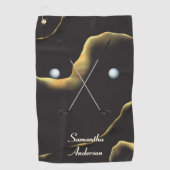 Elegant Black Gold Ink Alcohol Gift Fab Golfhanddoek (Voorkant)