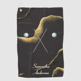 Elegant Black Gold Ink Alcohol Gift Fab Golfhanddoek