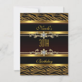 Elegant Black gold Jewel 30th Birthday Invitation Kaart (Voorkant)