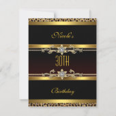 Elegant Black gold Jewel 30th Birthday Invitation Kaart (Voorkant)