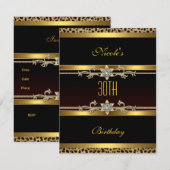 Elegant Black gold Jewel 30th Birthday Invitation Kaart (Voorkant / Achterkant)