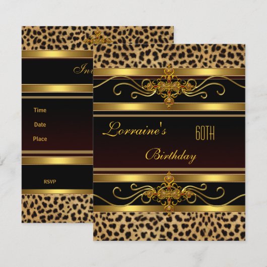 Elegant Black gold Jewel 60th Birthday Invitation Kaart (Voorkant / Achterkant)