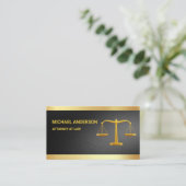 Elegant Black Gold Justice Scale Lawyer Attorney Visitekaartje (Staand voorkant)