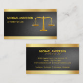 Elegant Black Gold Justice Scale Lawyer Attorney Visitekaartje (Voorkant / Achterkant)