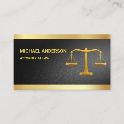 Elegant Black Gold Justice Scale Lawyer Attorney Visitekaartje (Voorkant)