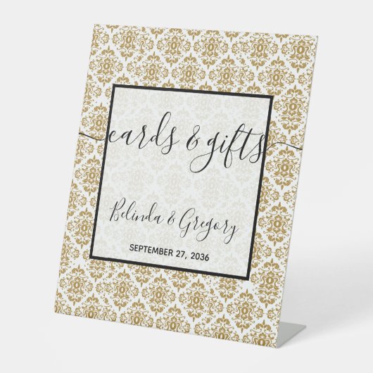 Elegant Black Gold  kaarten en cadeaus Reclamebord Met Voetstuk (Voorkant)