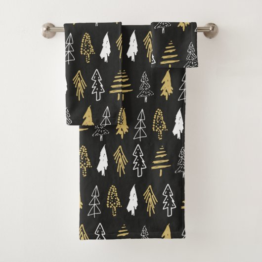 Elegant Black Gold-kerstboombos Bad Handdoek (Insitu)