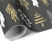Elegant Black Gold-kerstboombos Cadeaupapier (Rol Hoek)