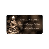 Elegant Black & Gold Kerstbruiloft Adres Etiket (Voorkant)