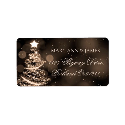 Elegant Black & Gold Kerstbruiloft Adres Etiket (Voorkant)