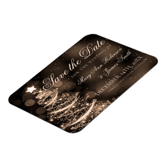 Elegant Black Gold kerstbruiloft bewaart de datum Magneet (Linkerzijde)