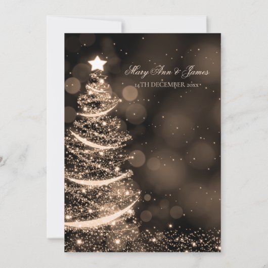 Elegant Black & Gold kerstbruiloft Kaart (Achterkant)