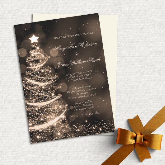 Elegant Black & Gold kerstbruiloft Kaart
