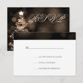 Elegant Black & Gold kerstbruiloft RSVP Kaartje (Voorkant / Achterkant)