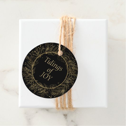 Elegant Black & Gold kerstcadeau Label (In situ)